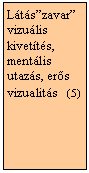 Szövegdoboz: Látás”zavar” vizuális kivetítés, mentális utazás, erős vizualitás (5)